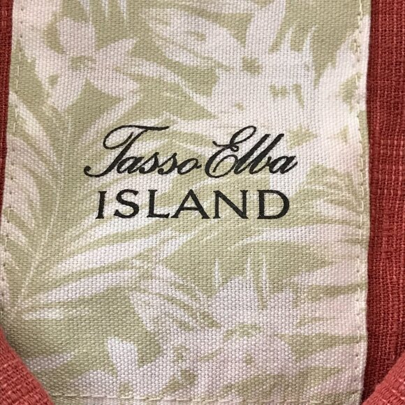 Tasso Elba Shirt Men XXL Red Button Up Silk Linen Pocket Short Sleeve Collared - Picture 3 of 12